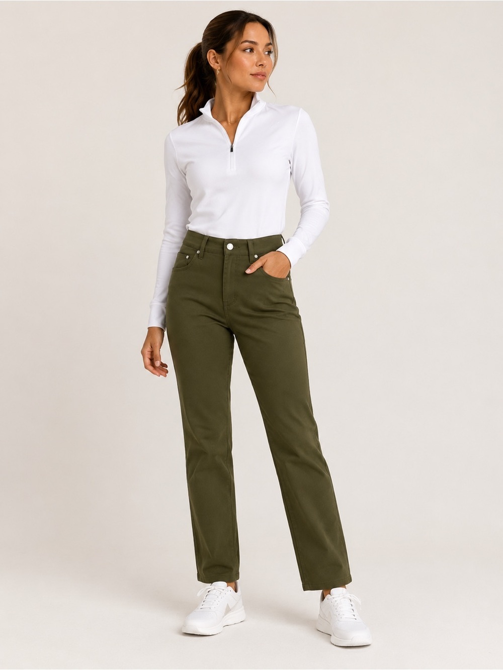 Daily Sports Women’s Olive Green Stretch Performance Pants Size 4